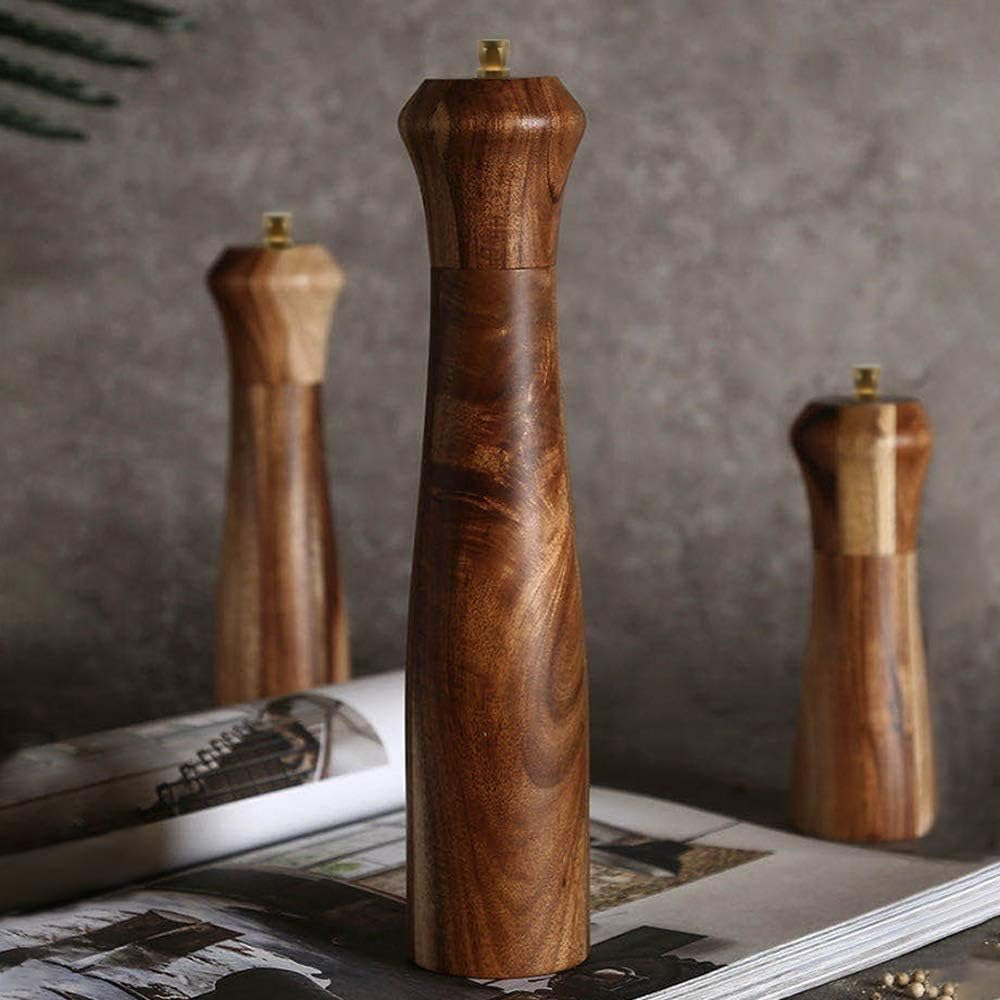 Elegant Acacia Wooden Salt Pepper Mill Set - Perfect Gift