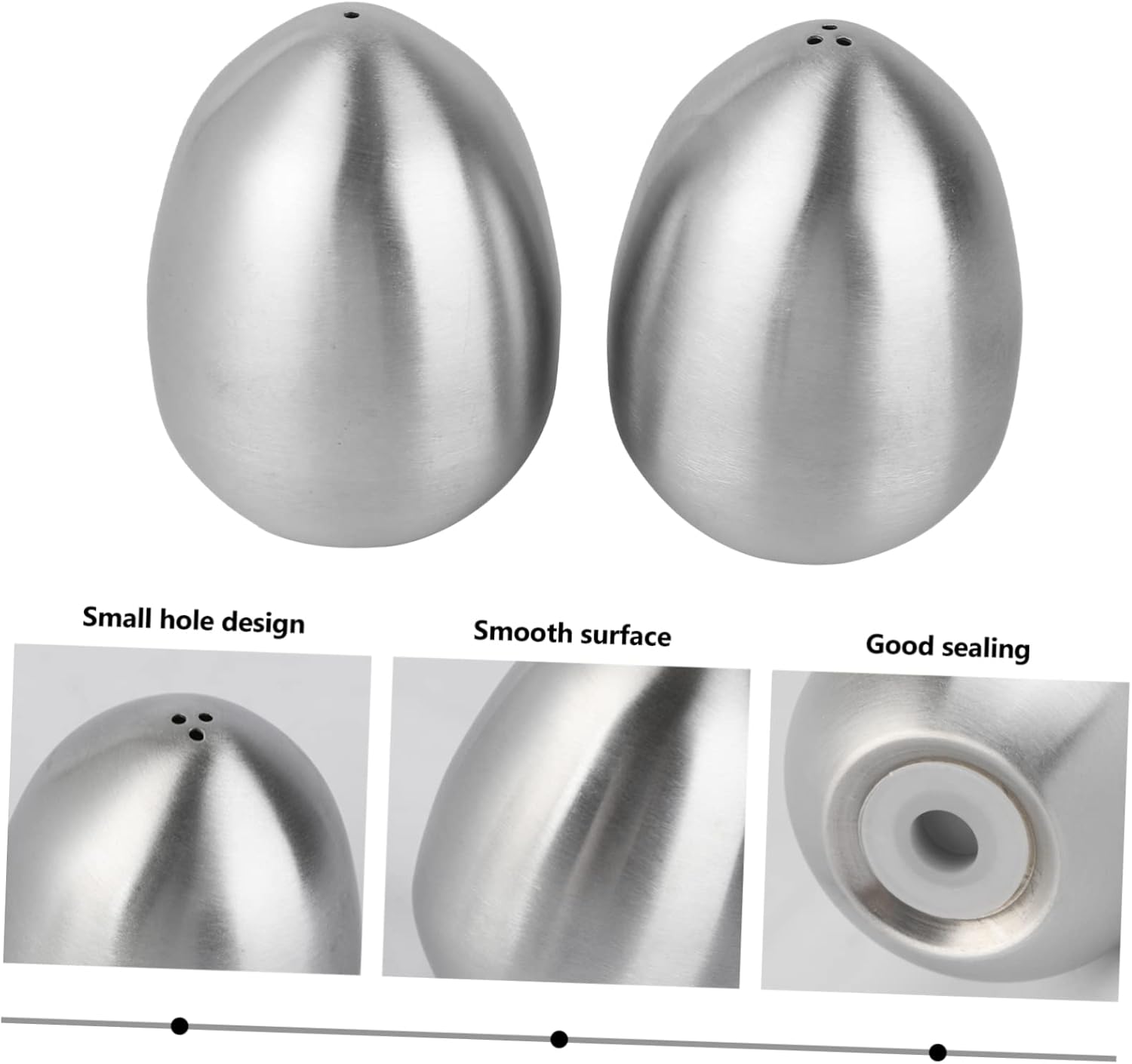 2-Piece Shape Salt Pepper Shakers Set Stainless Steel for Kitchen Uses