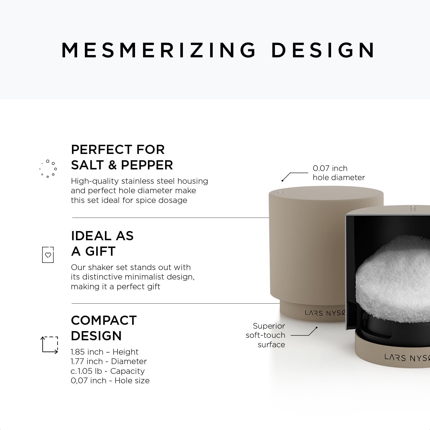 LARS NYSM Mini Salt and Pepper Shakers Set