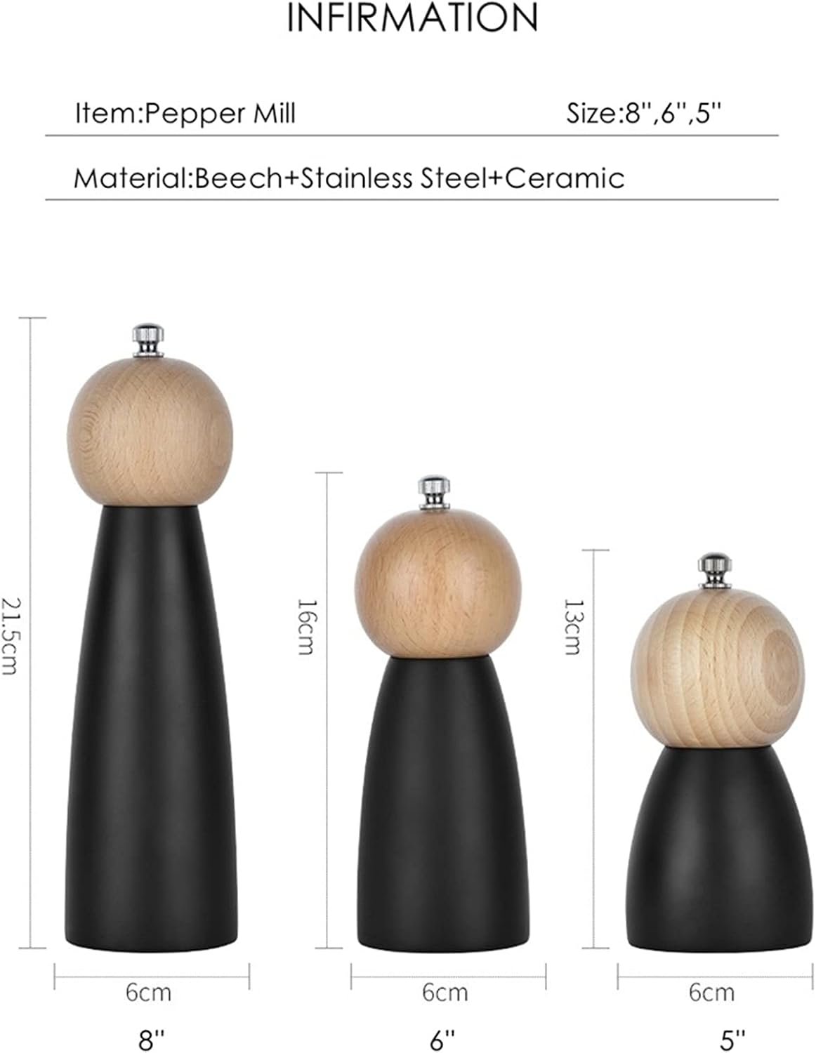 Ultra-Fortastic Wooden Pepper Mill Shakers