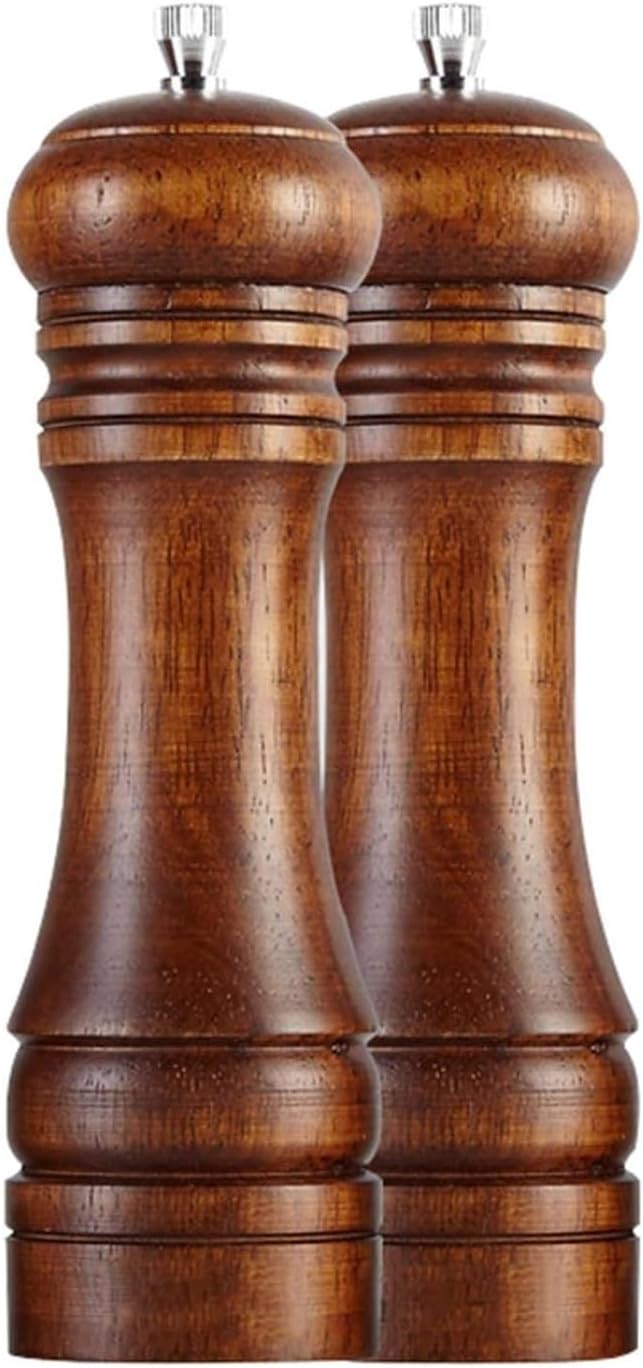 Stylish Set of Wooden Salt and Pepper Grinders - Premium Oak with Adjustable Mechanism