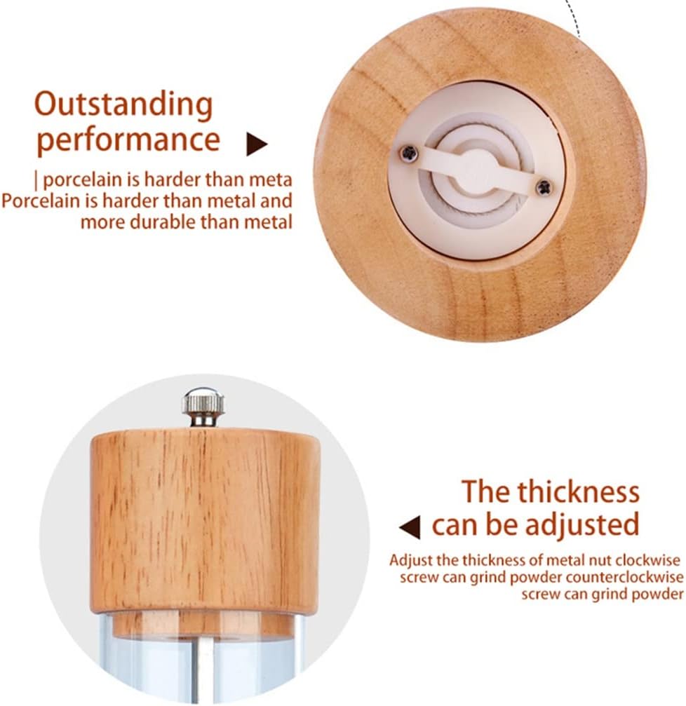 Reliable Manual Salt Pepper Mill with Adjustable Grading Wooden Shell