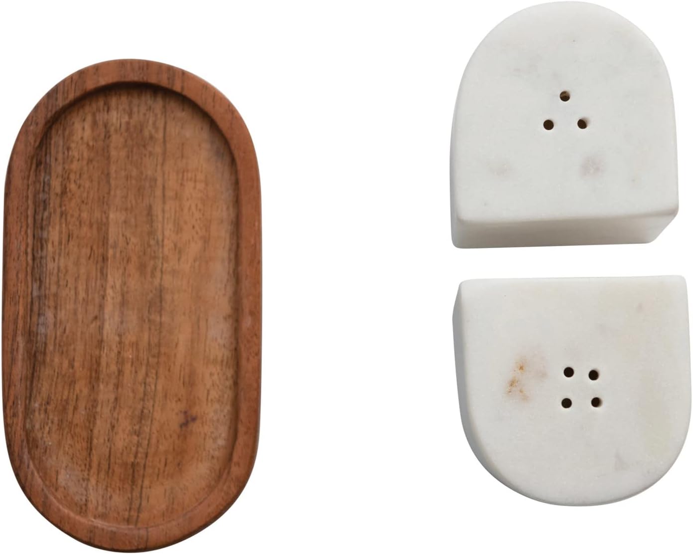 Bloomingville Marble Acacia Wood Salt Pepper Set of 3