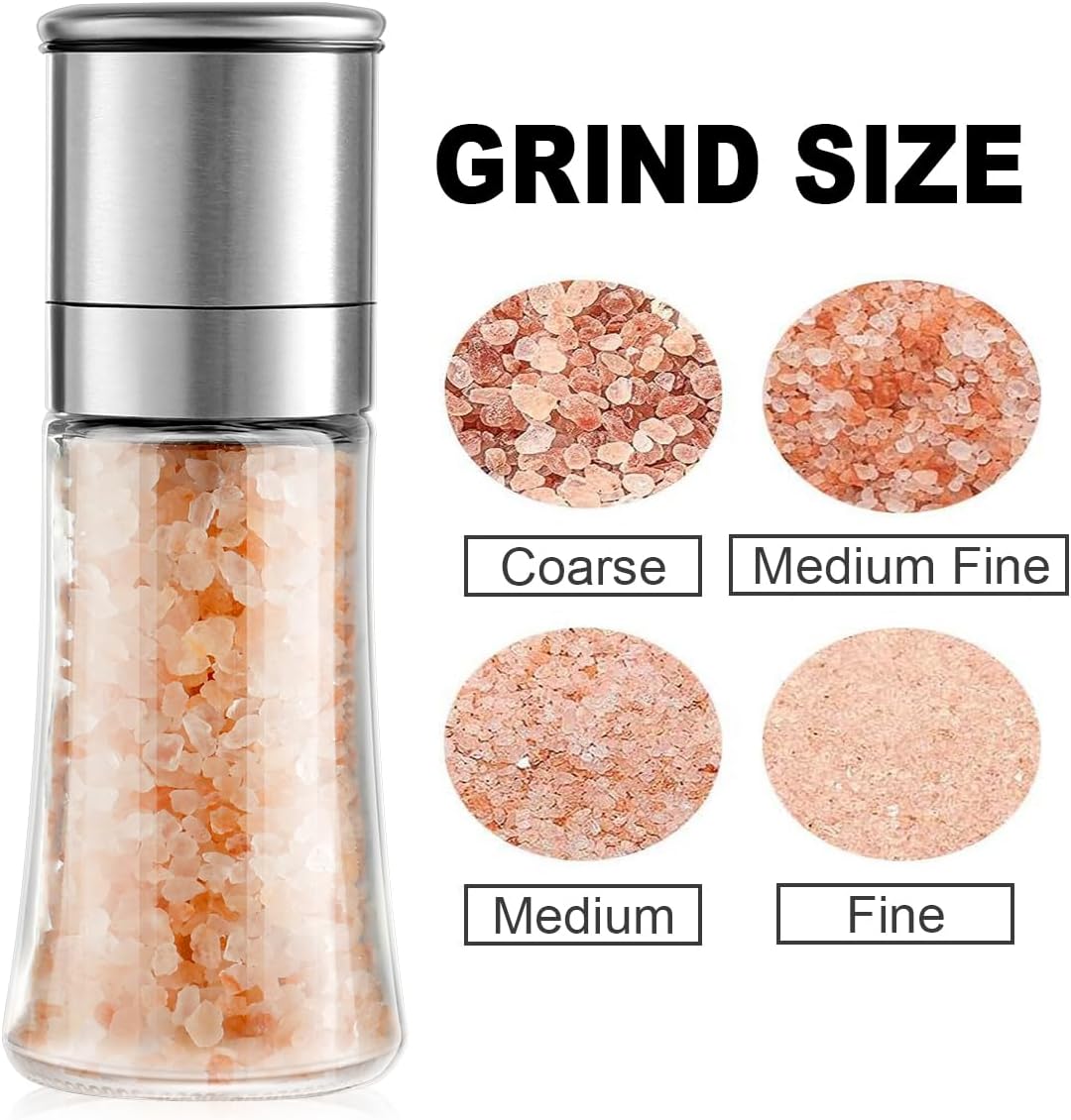 Gulex Salt Grinder Pepper Mill Set Single Grinder for Home Use