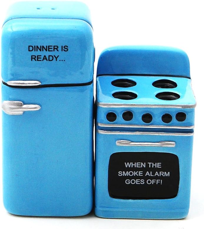 Retro Fridge and Stove Dinner is Ready Magnetic Salt and Pepper Shakers