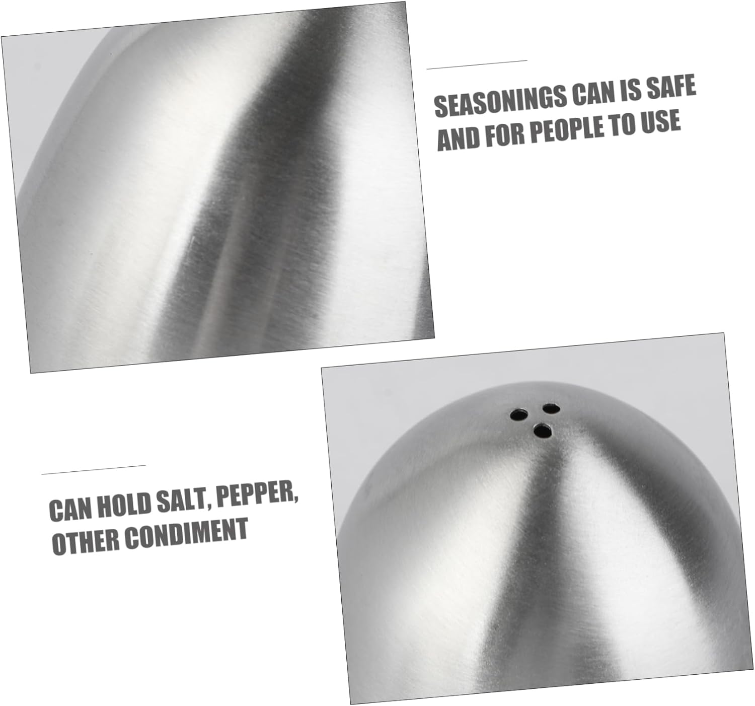 2-Piece Shape Salt Pepper Shakers Set Stainless Steel for Kitchen Uses