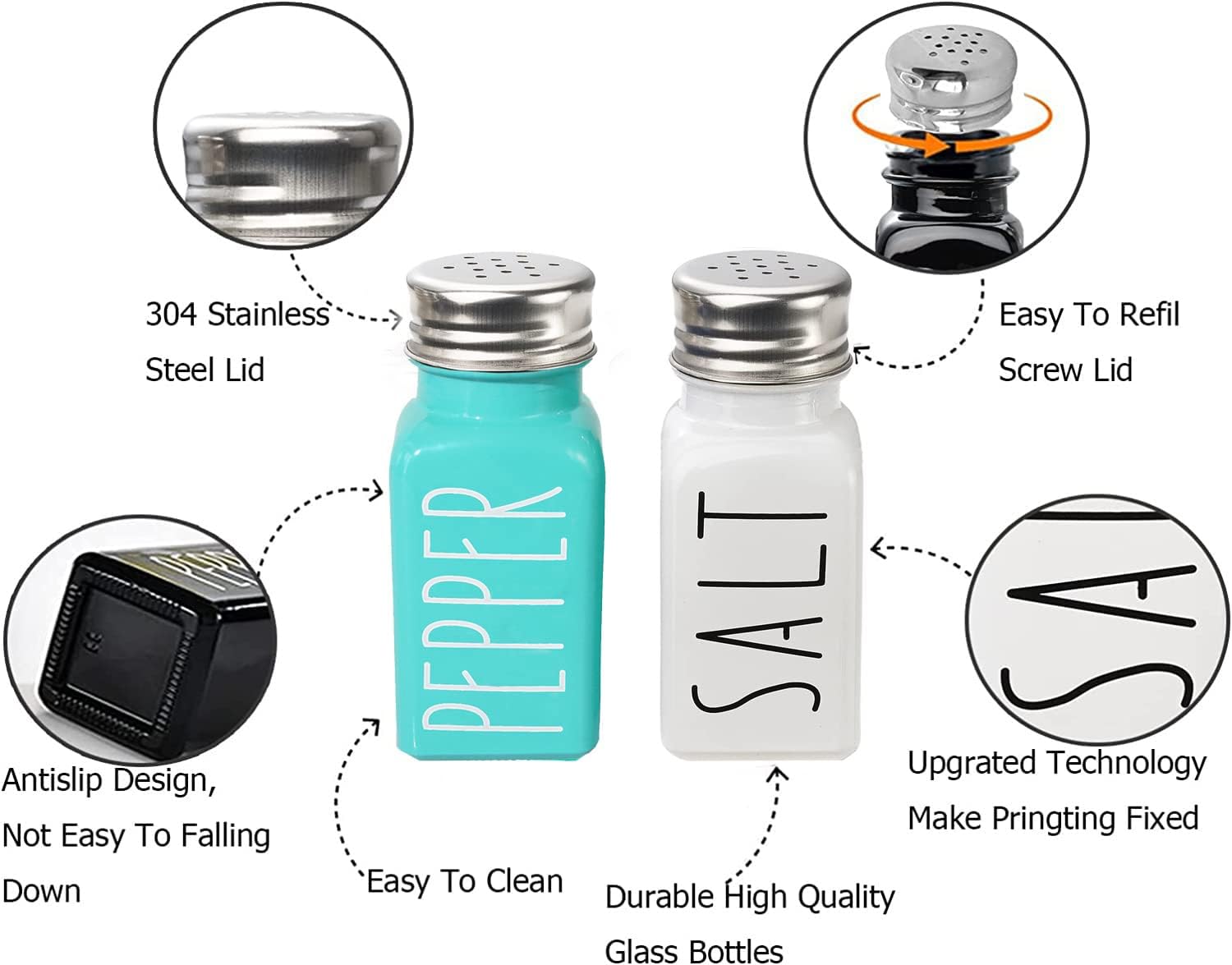 Genuine Farmhouse Salt Pepper Shakers Set with 13 Holes