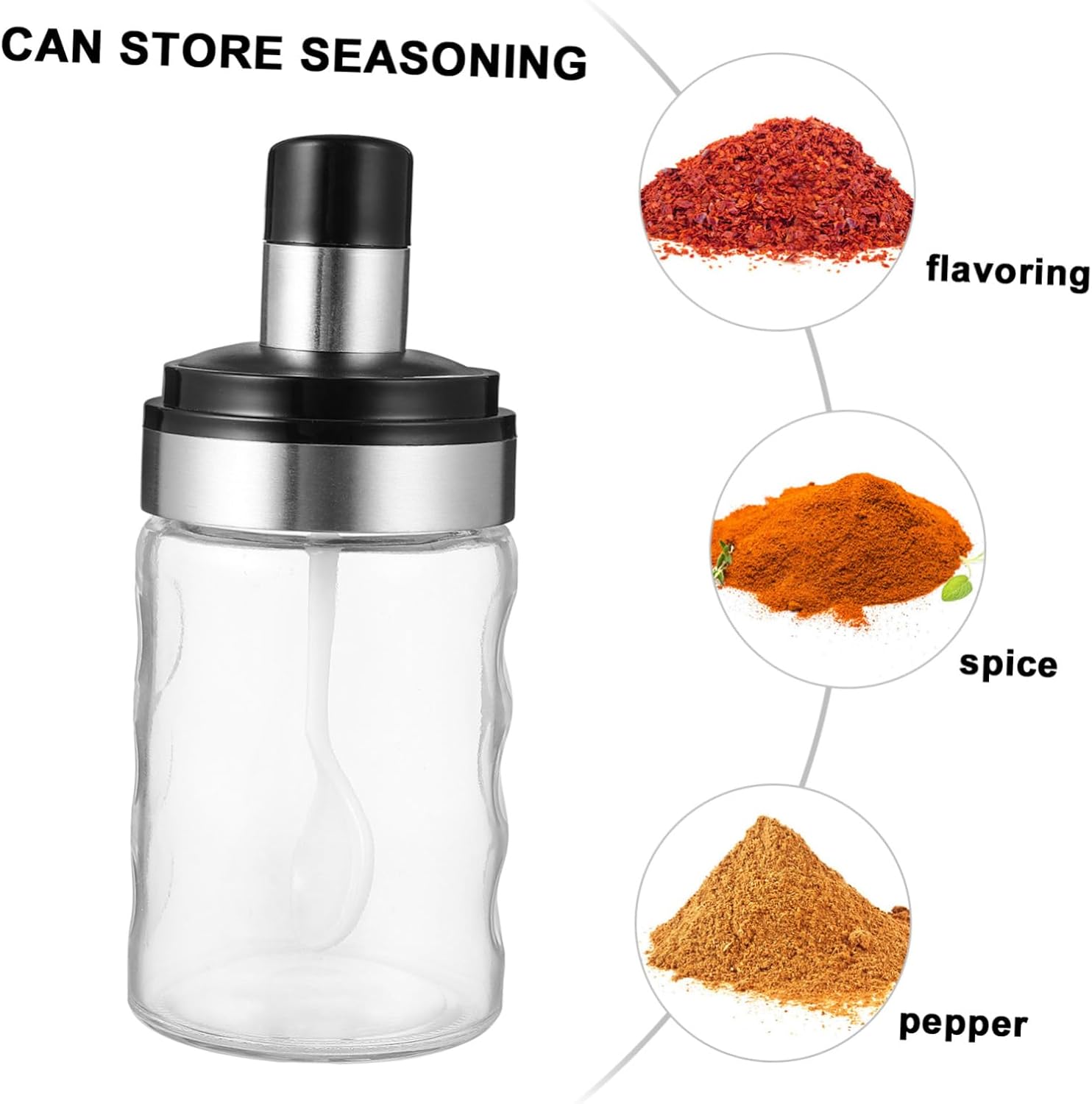 UTHCLO 1pc Stainless Steel and Glass Seasoning Shaker with Spoon