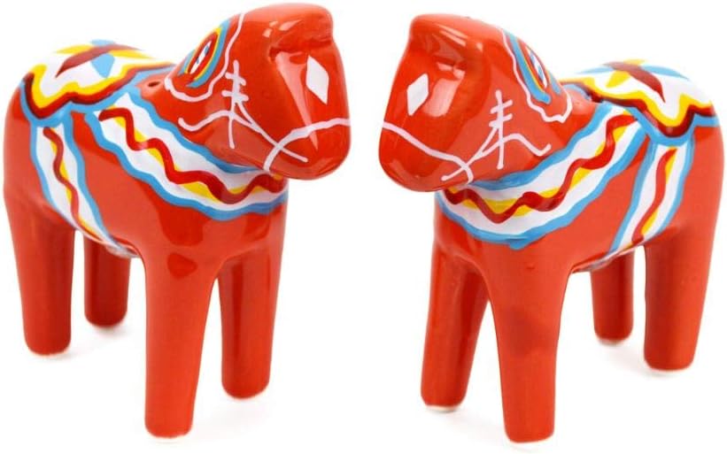 Scandinavian Salt Pepper Set with Dala Horse Design