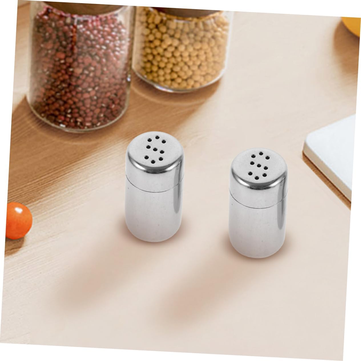 Cabilock 4-Piece Mini Stainless Steel Salt and Pepper Shakers Set