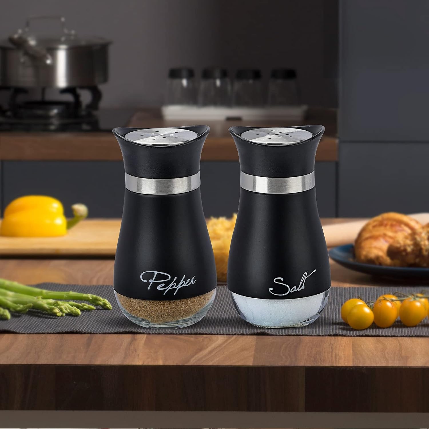 Refillable Salt and Pepper Shakers Set
