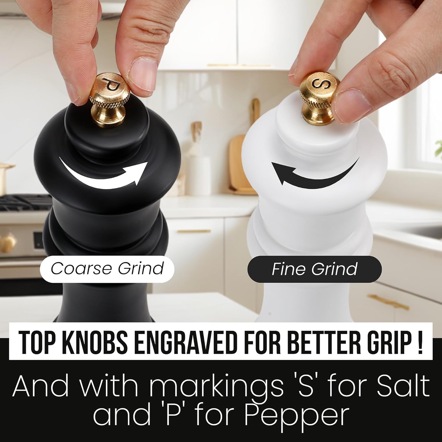 AAB Kitchen Premium Wooden Salt and Pepper Grinder Set