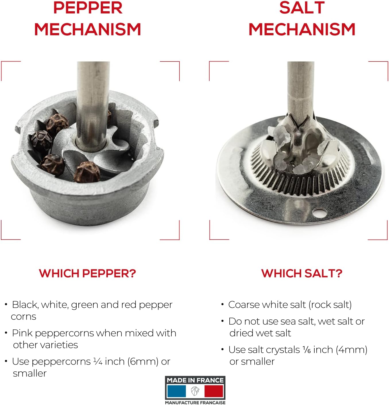 Iconic Paris Manual Salt Mill Precision Grind Stainless Steel