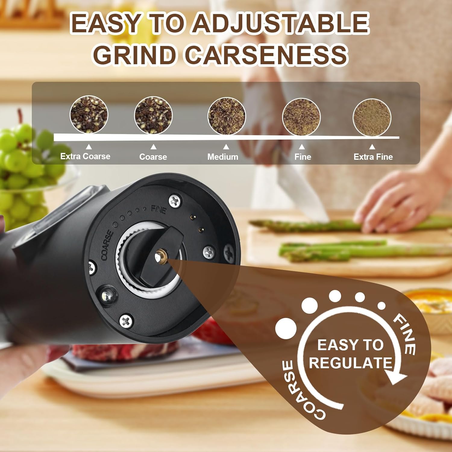 Premium Electric Salt and Pepper Grinder Set USB Rechargeable Automatic Spice Mills