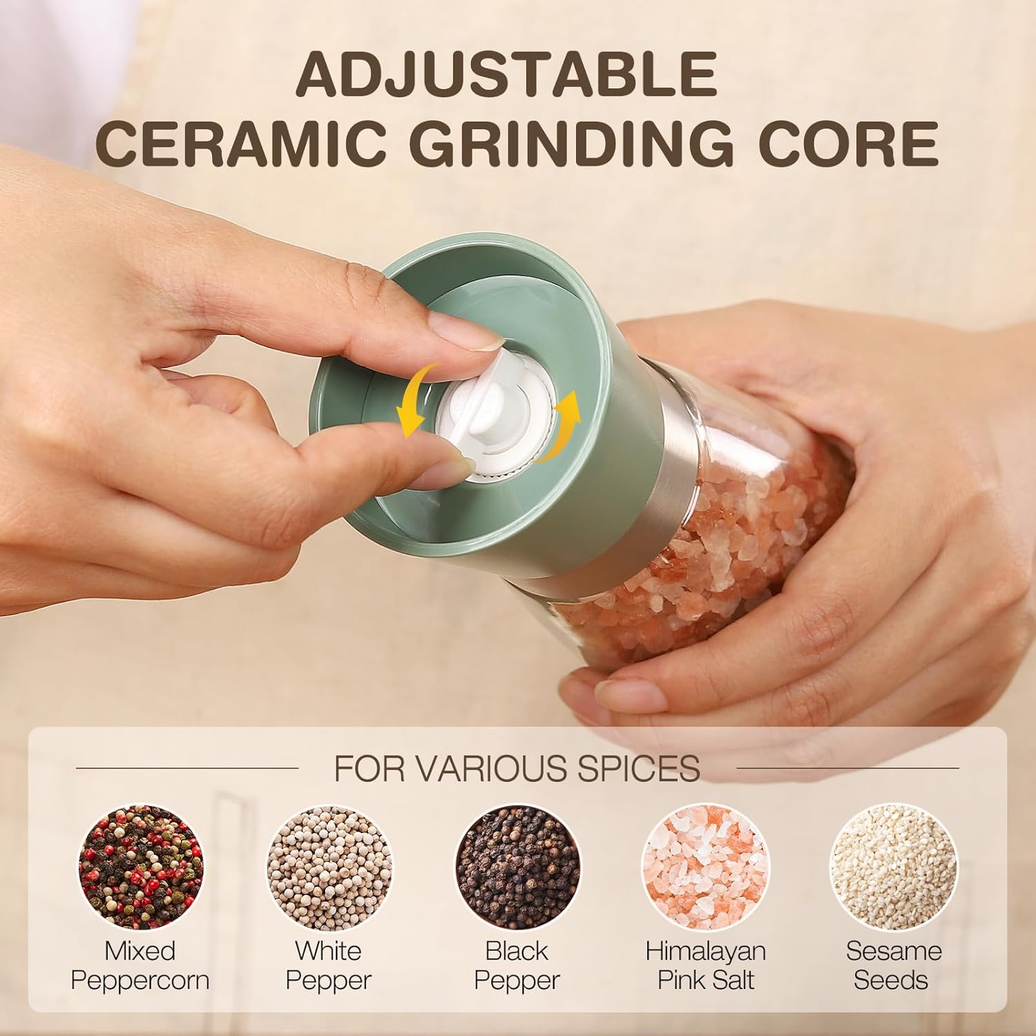 Premium Adjustable Salt Pepper Mill Set for Home Use