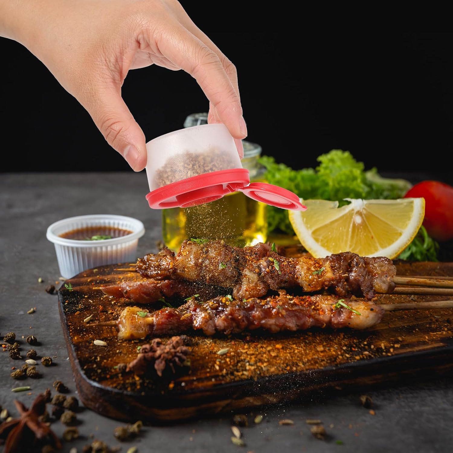 Abeillo 4-Piece Salt and Pepper Shakers Set Compact Moisture-Resistant Travel-Perfect