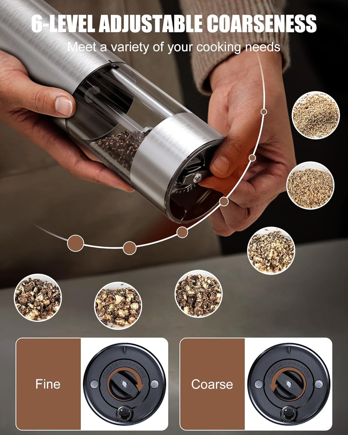 Easy Electric Salt Pepper Grinder Set