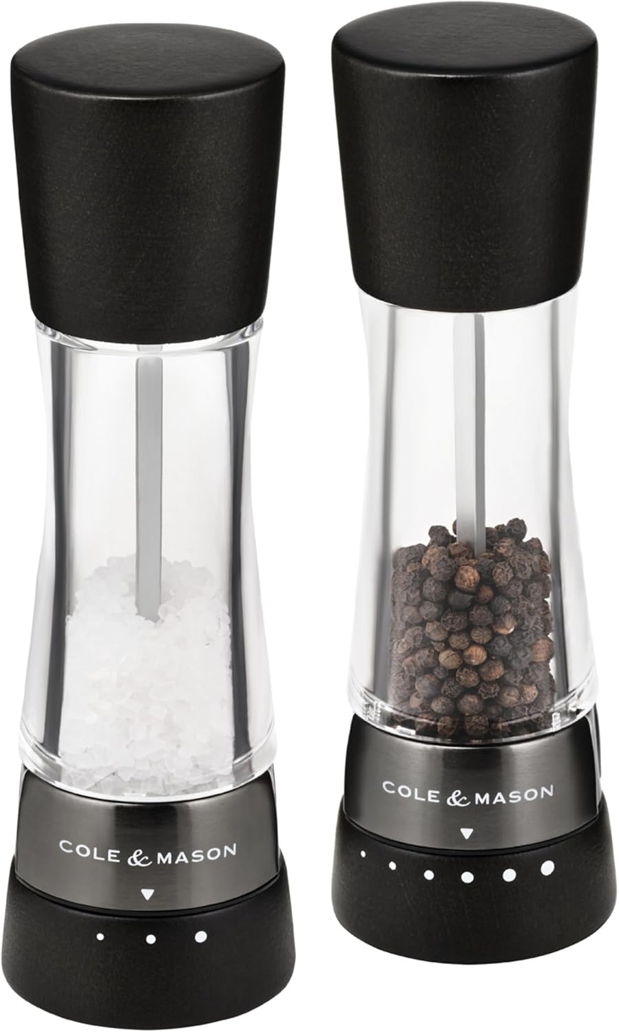 Cole Mason Precision Salt Pepper Mill Set Black Wood