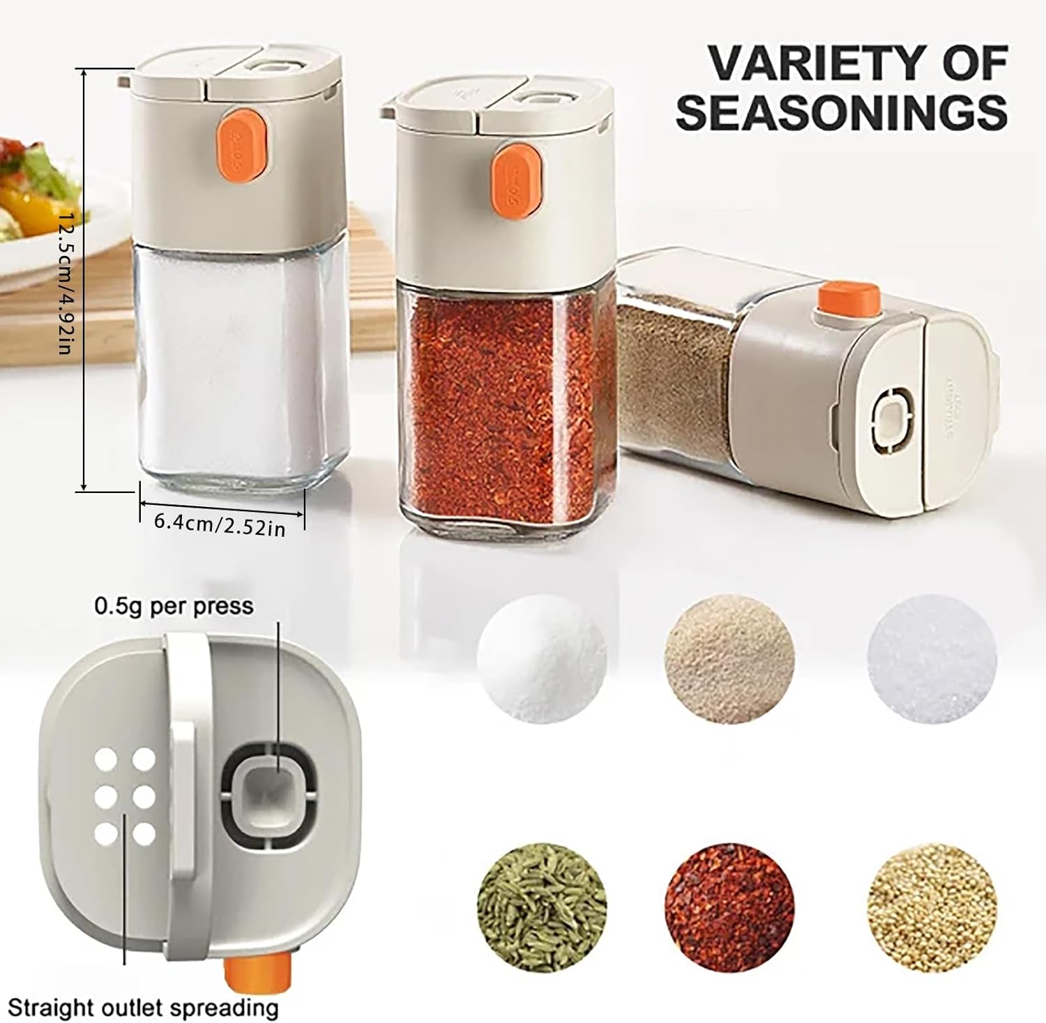 BINGONE Glass Salt Pepper Shaker Set with Quantitative Control