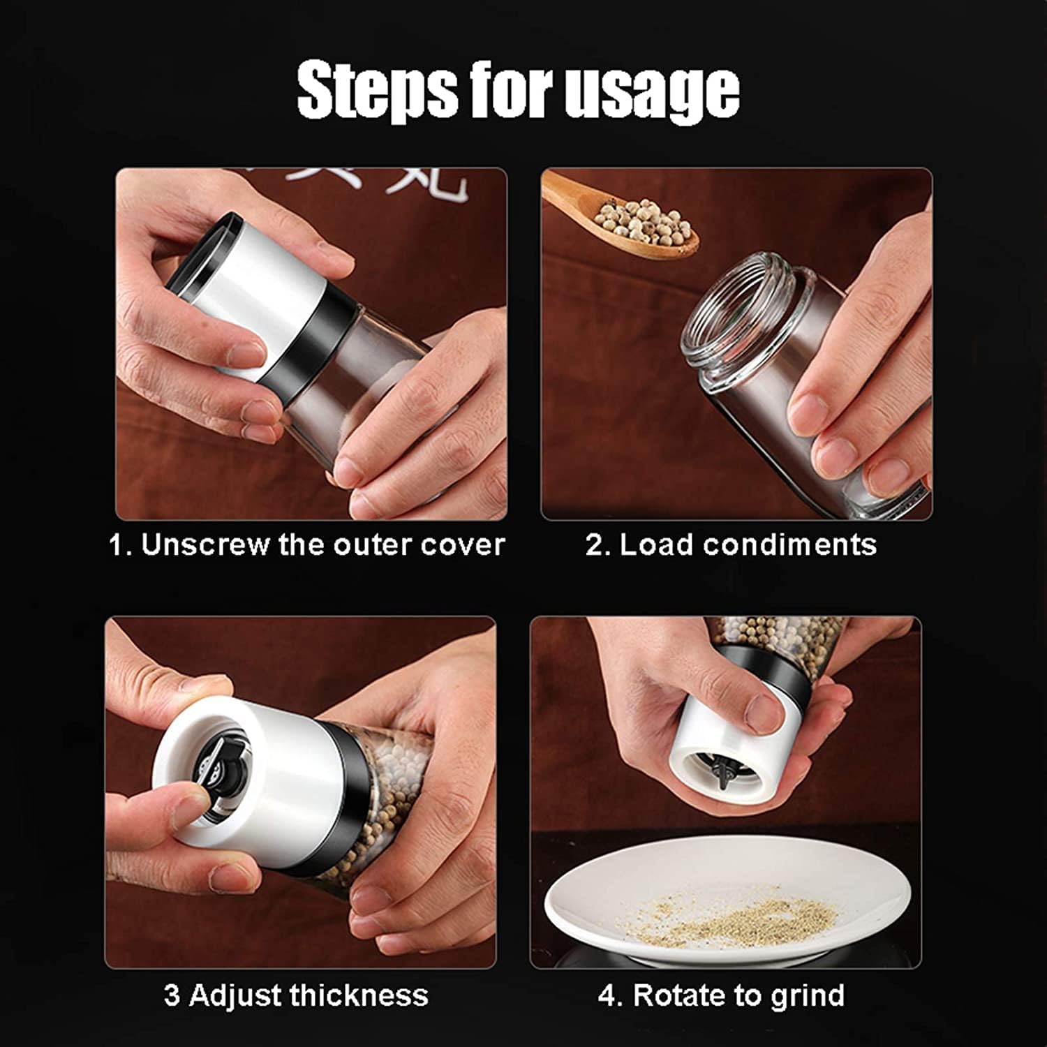 Elegant Pepper Shaker Set with Adjustable Capacity