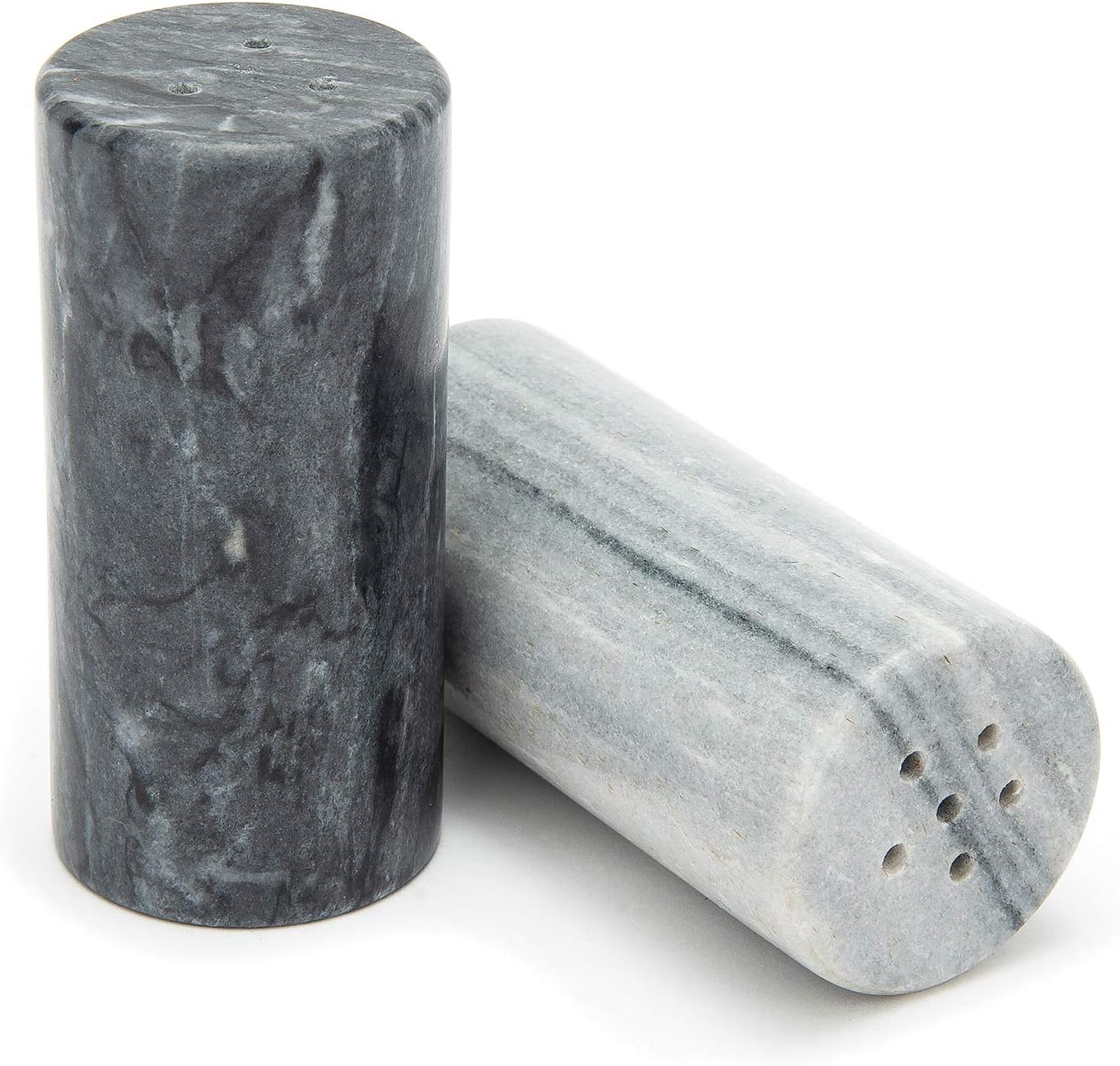 Fox Run White and Black Marble Salt Pepper Shakers Set of 2