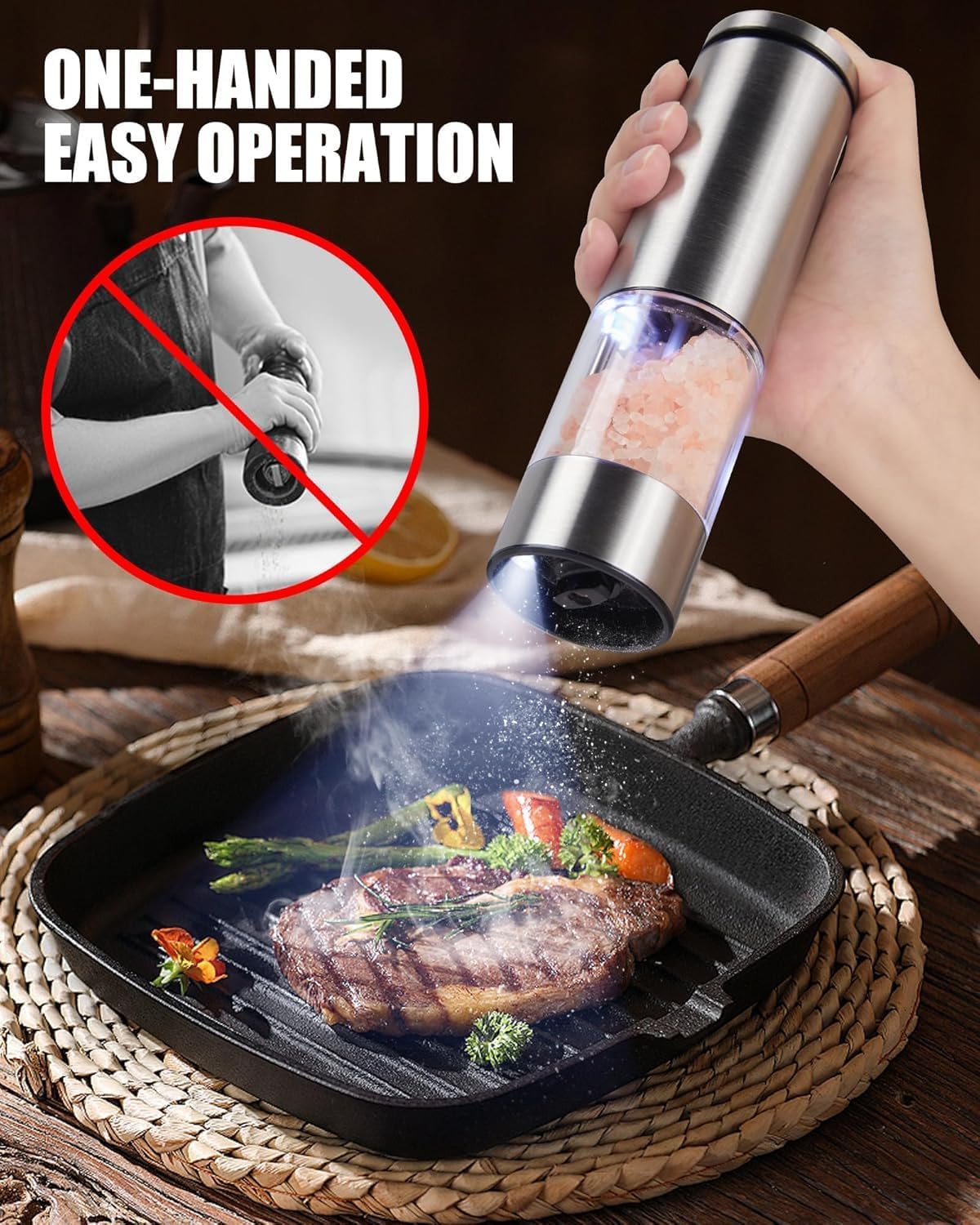 Easy Electric Salt Pepper Grinder Set
