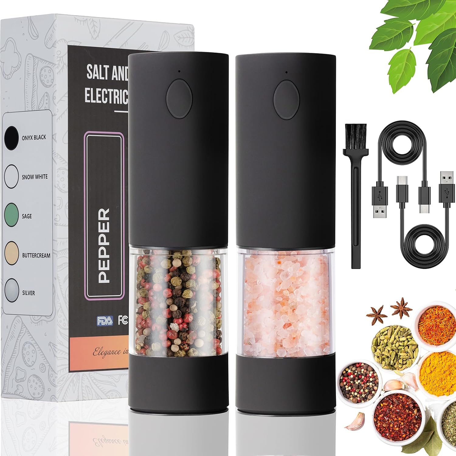 OPIIV 2-Piece Electric Salt Pepper grinder set