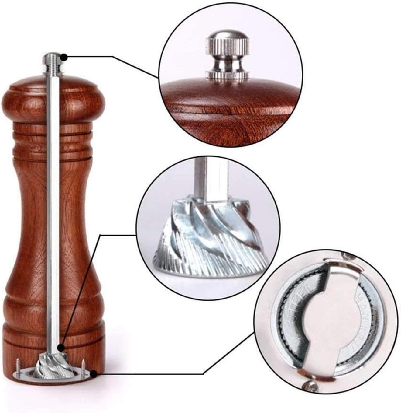 BKWJ Manual Pepper Grinder Solid-Wood with Ceramic 6-inch