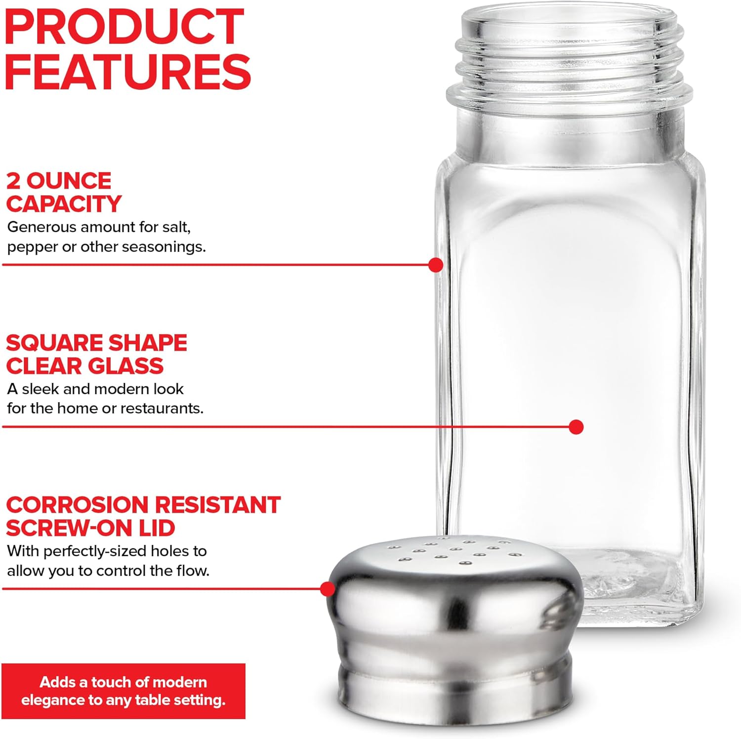 2 oz Glass Salt and Pepper Shakers Set