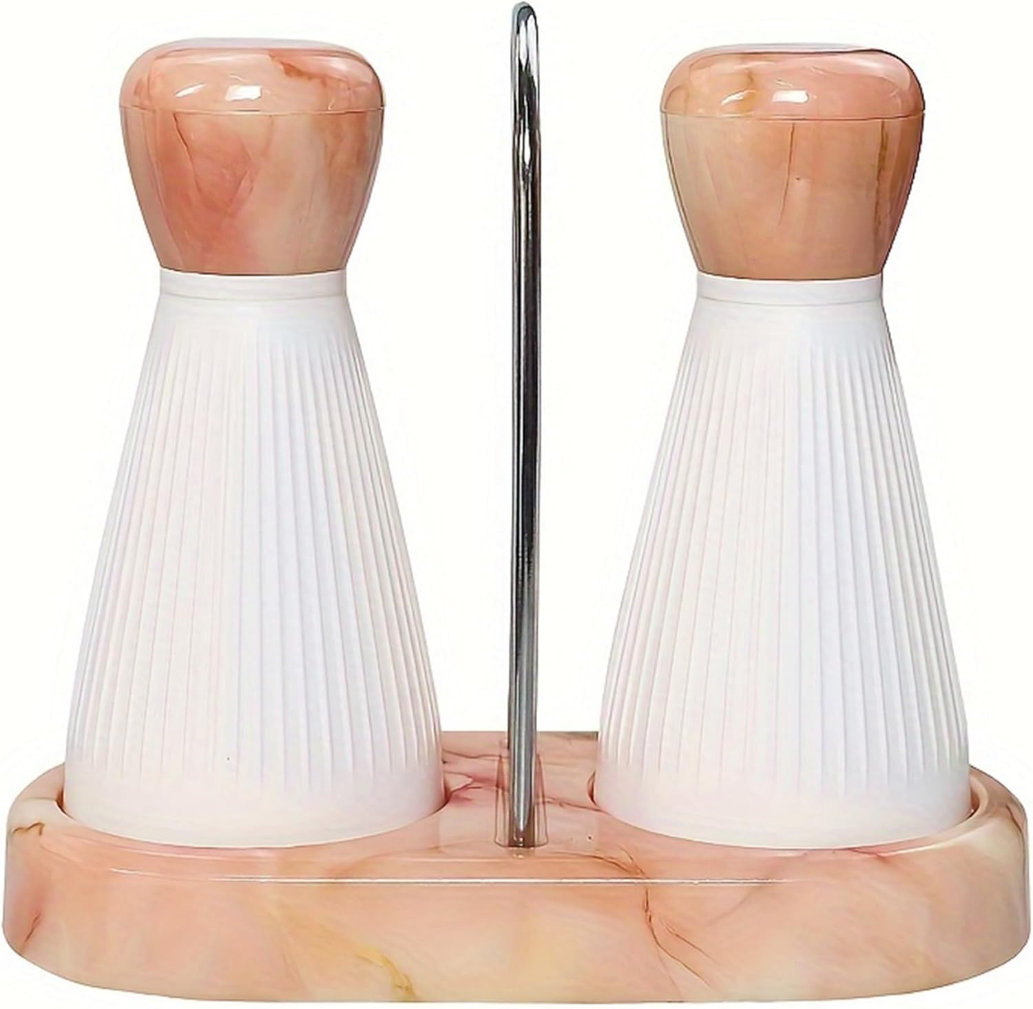 Adjustable Salt Pepper Mill Set Refillable with Wooden Tray