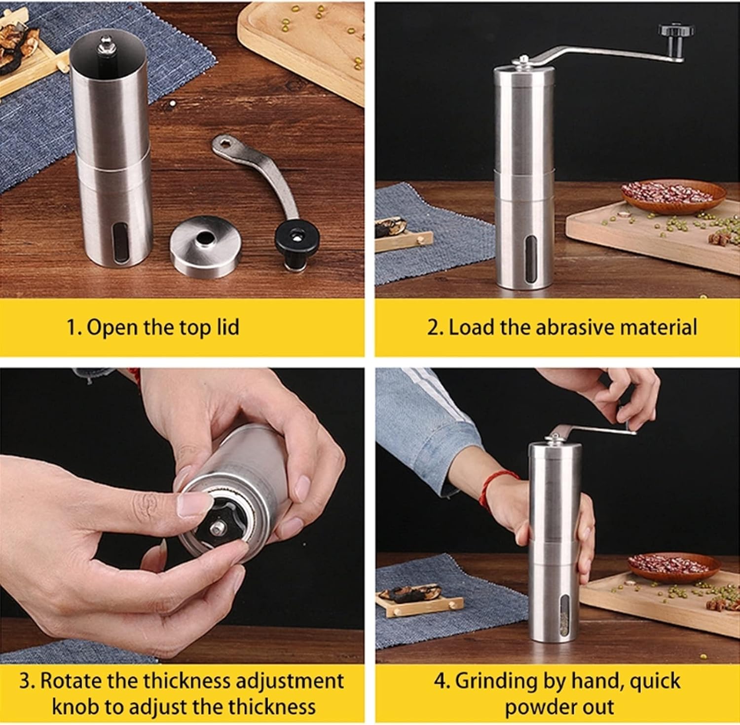 Stainless Steel Salt Pepper Grinder Adjustable Portable Kitchen Tool