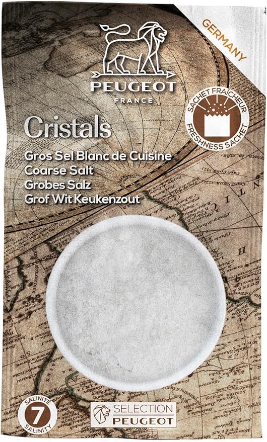 Peugeot Coarse Dry White Salt 350g - 7 fresh sachets of 50g