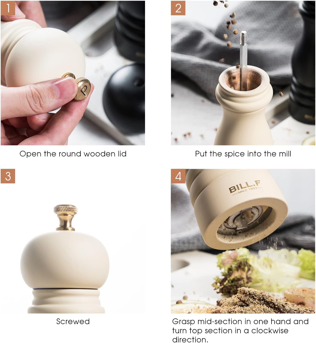 Retro Salt and Pepper Mill Set Luxury Design for Home Use