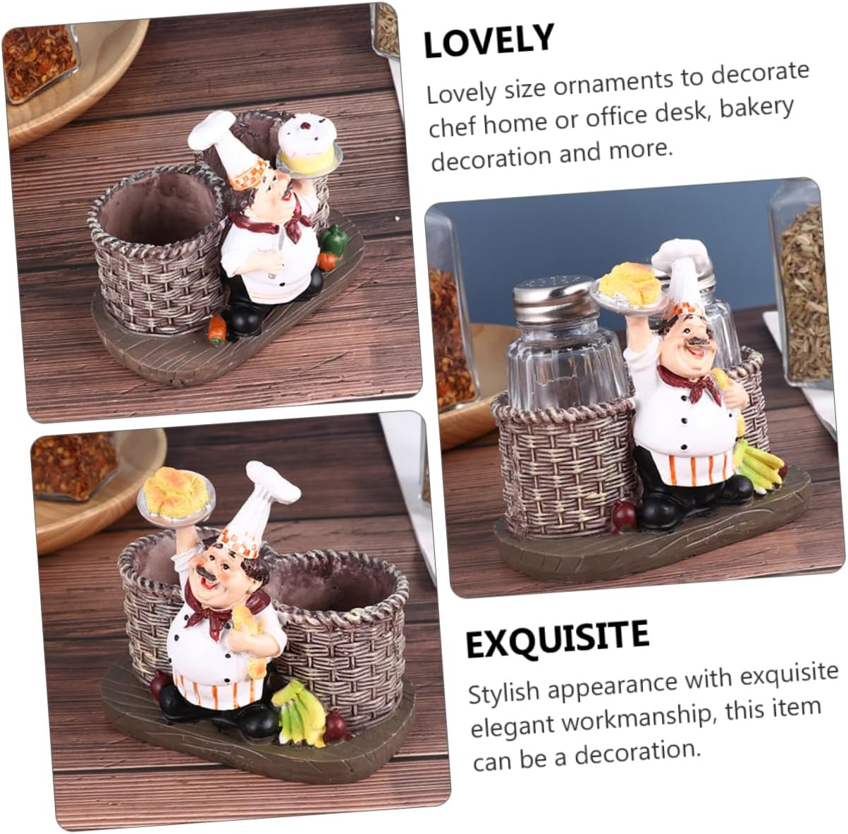 Alipis Salt and Pepper Shaker Set with Chef Statue
