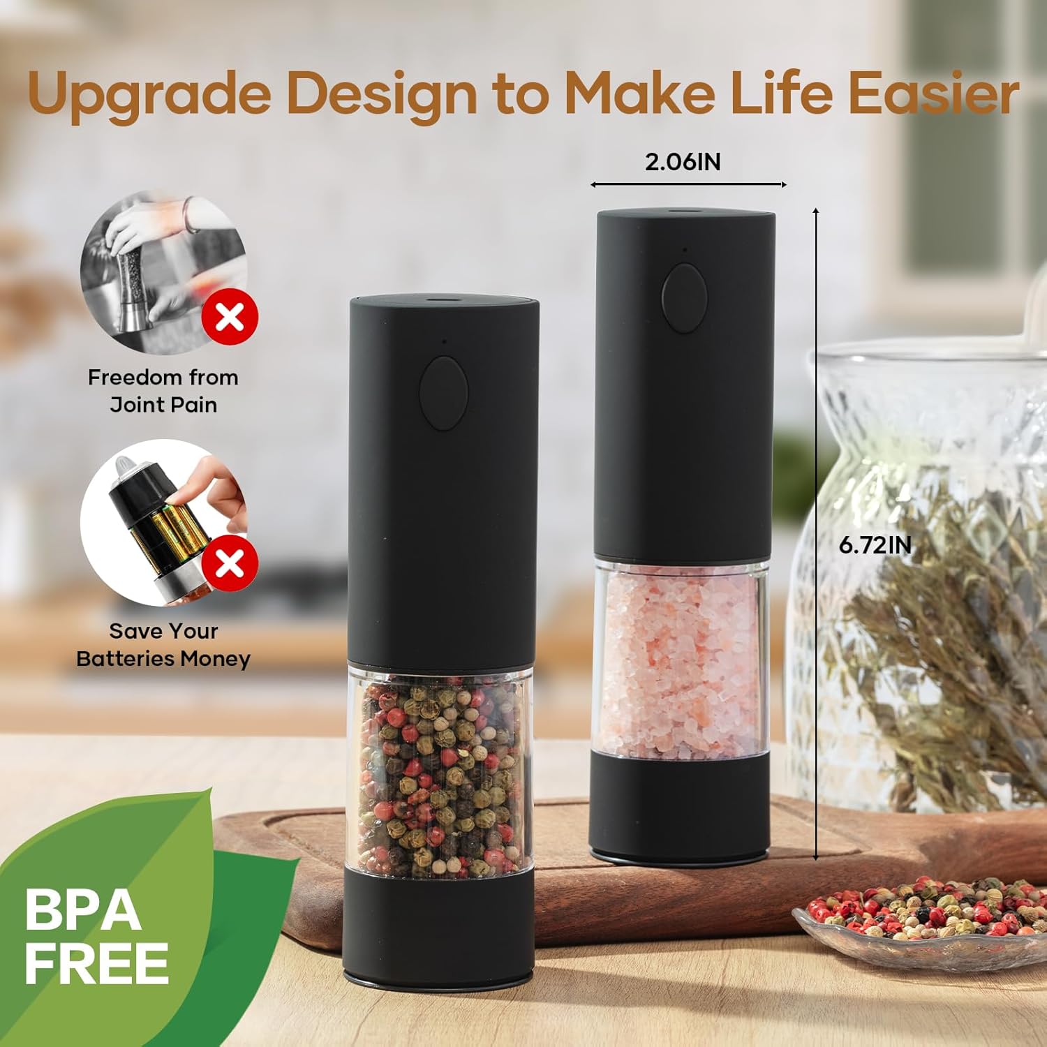 OPIIV 2-Piece Electric Salt Pepper grinder set