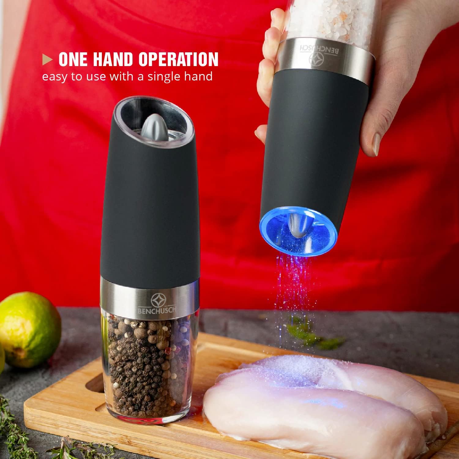 Compact Lightweight Salt Pepper Mill Set