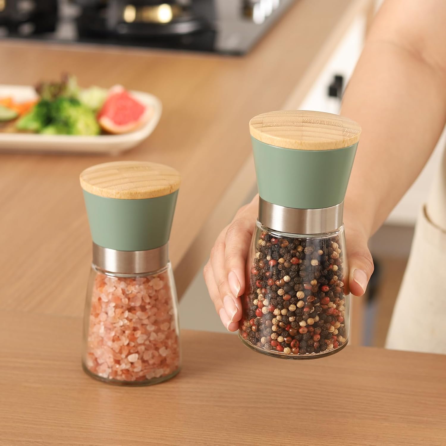 Premium Adjustable Salt Pepper Mill Set for Home Use