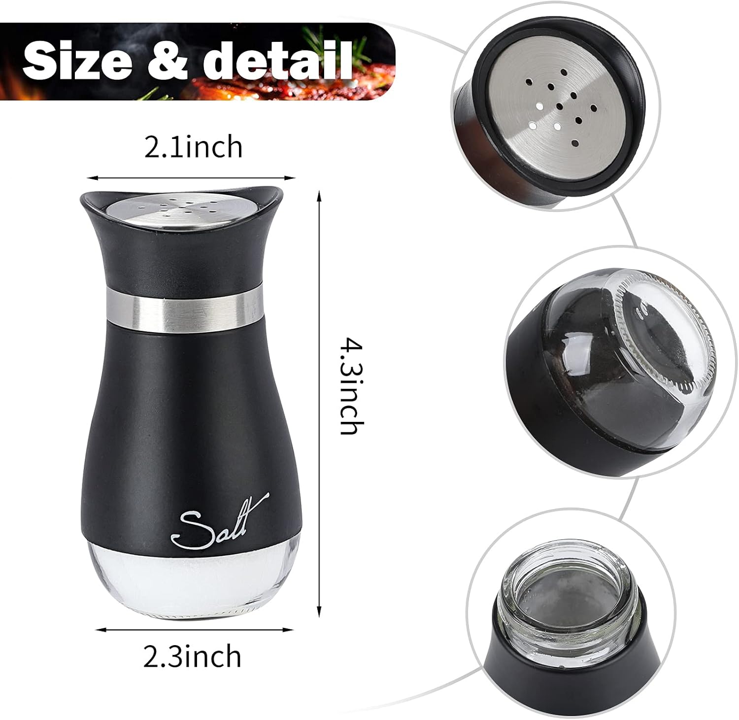 Refillable Salt and Pepper Shakers Set