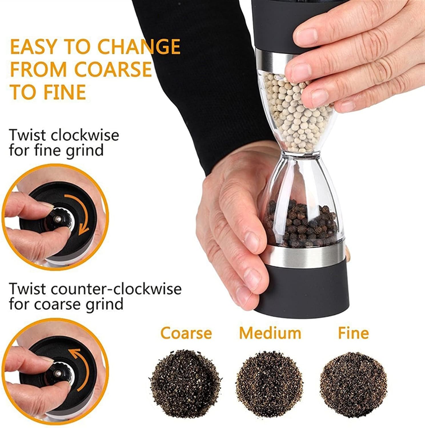 Compact Salt and Pepper Mill Shakers