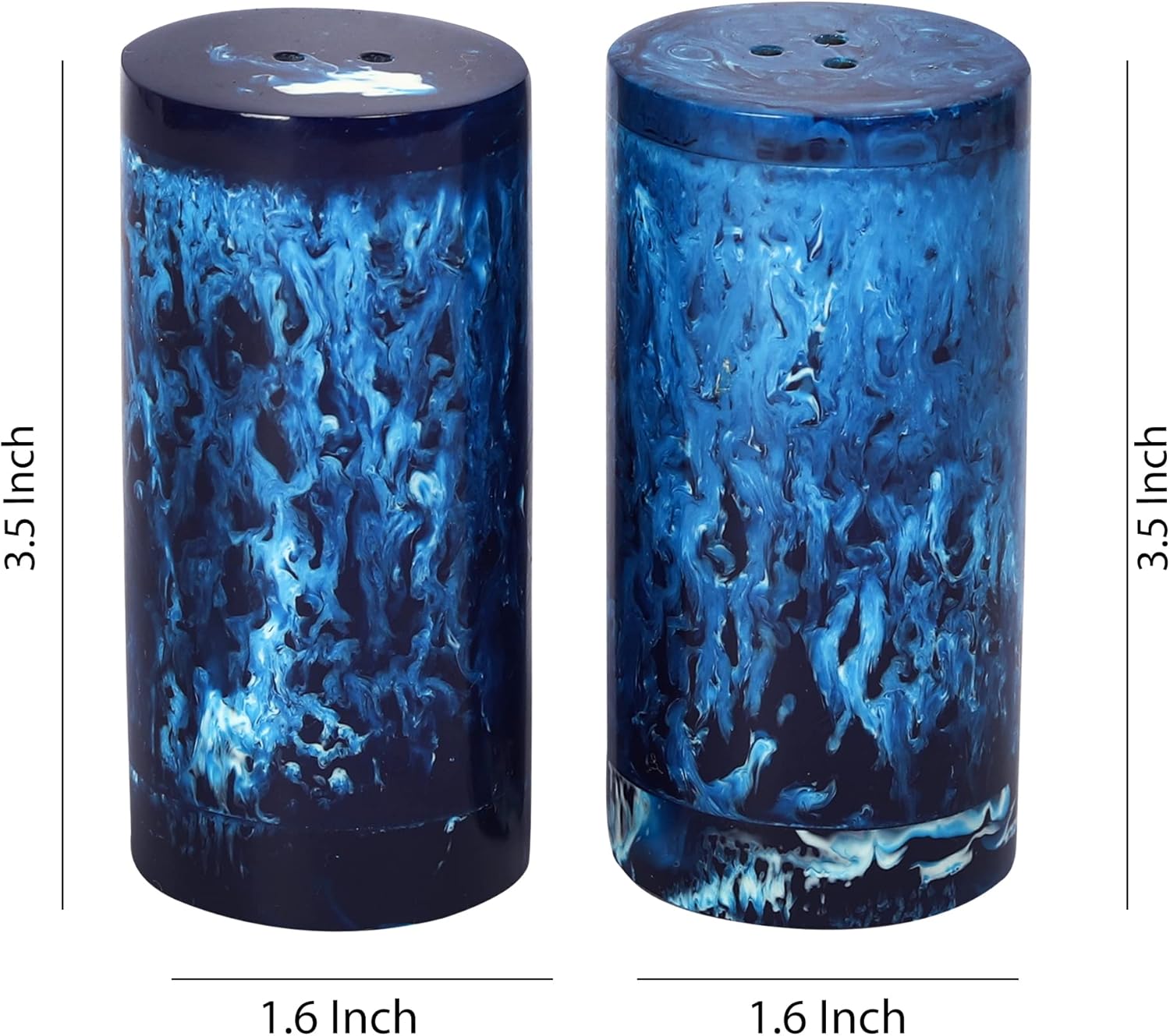 Natural Horn Salt and Pepper Shakers Set of 2 Blue