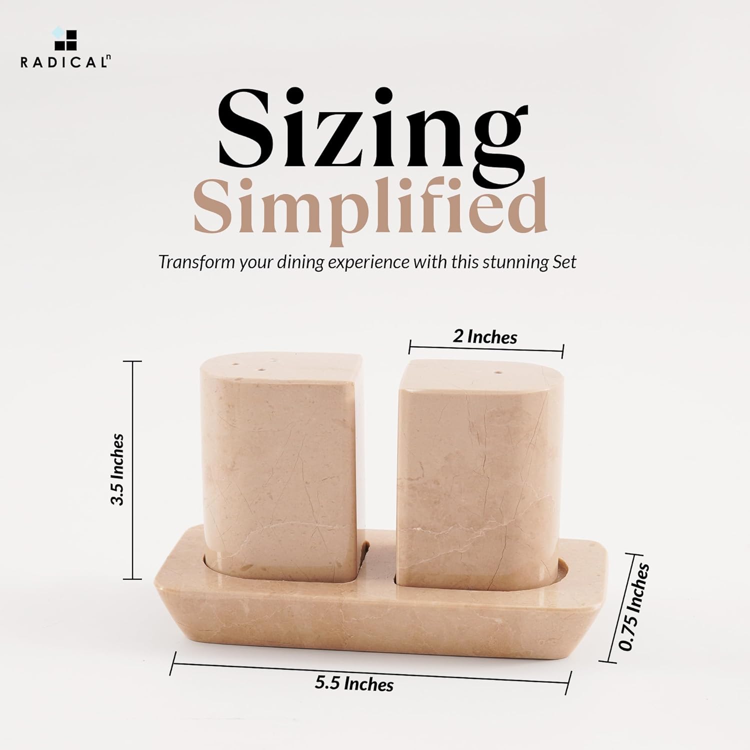 Radicaln Marble Salt Pepper Set With Tray