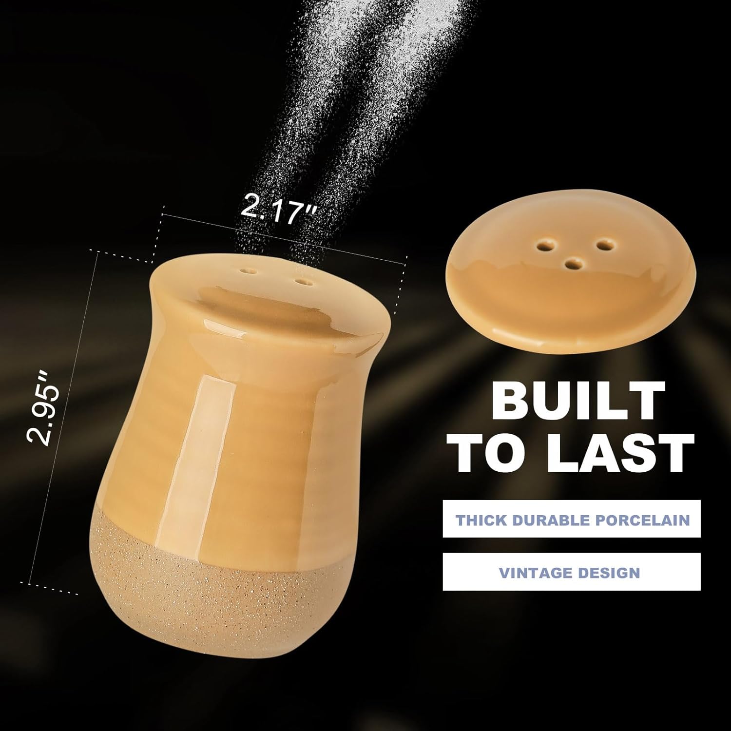 Unique Ceramic Salt Pepper Shakers - 2-Piece Set