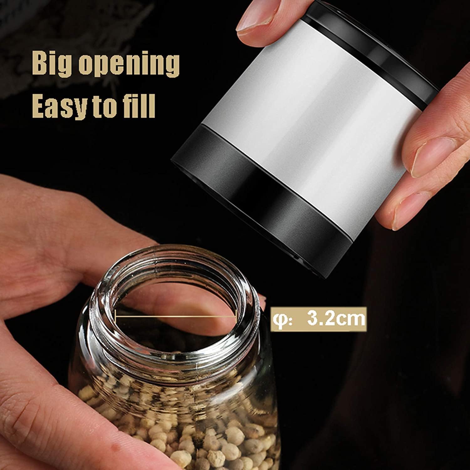 Elegant Pepper Shaker Set with Adjustable Capacity