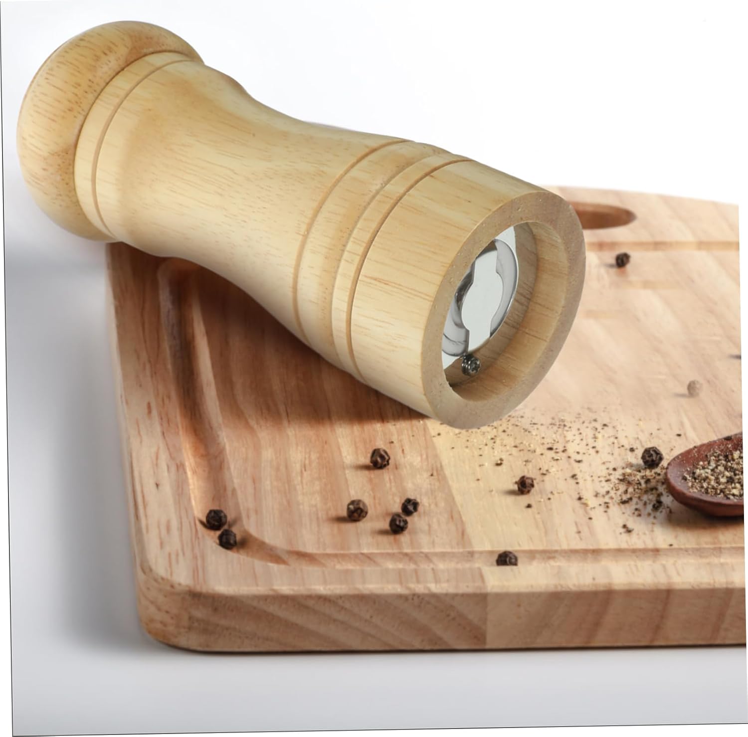 KICHOUSE 1pc Manual Pepper Mill Salt Shaker Gadget - Wood Pepper Grinder Refillable