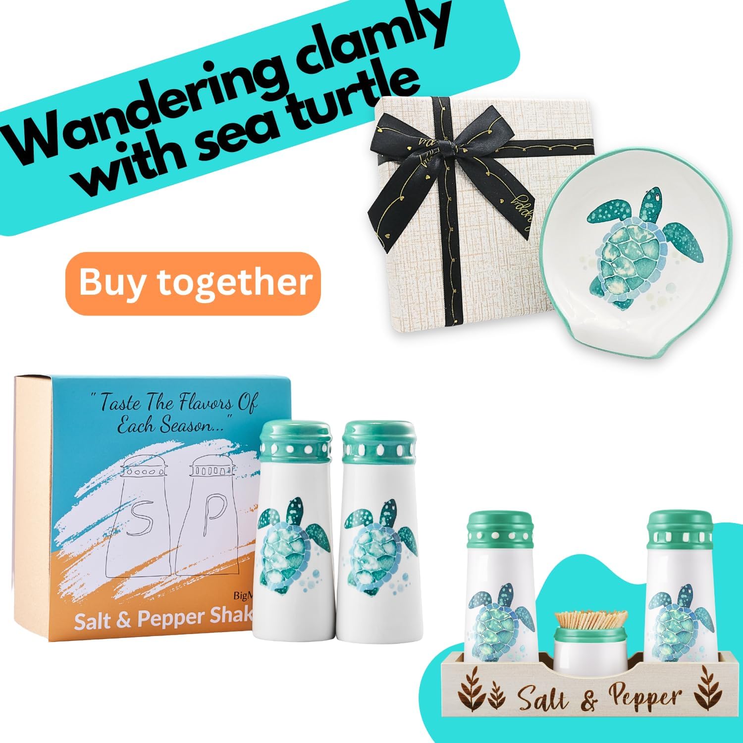 Coastal Seashell Salt Pepper Shakers by Woobud
