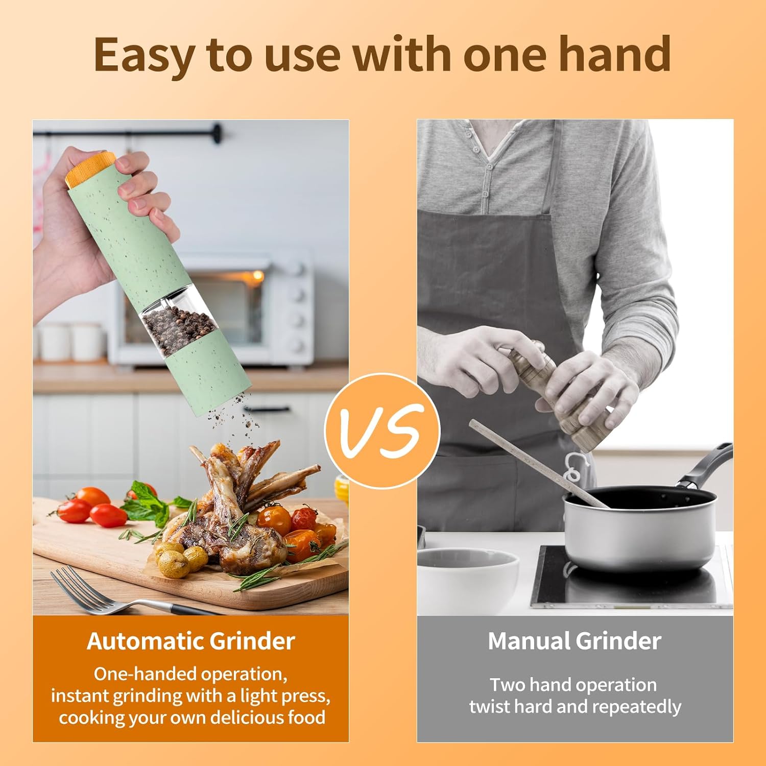 Compact Elegant Salt Pepper Grinder Set 2