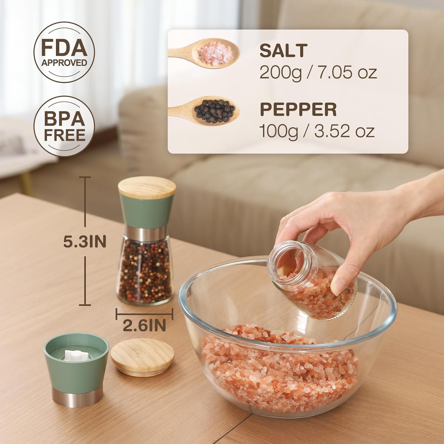 Premium Adjustable Salt Pepper Mill Set for Home Use