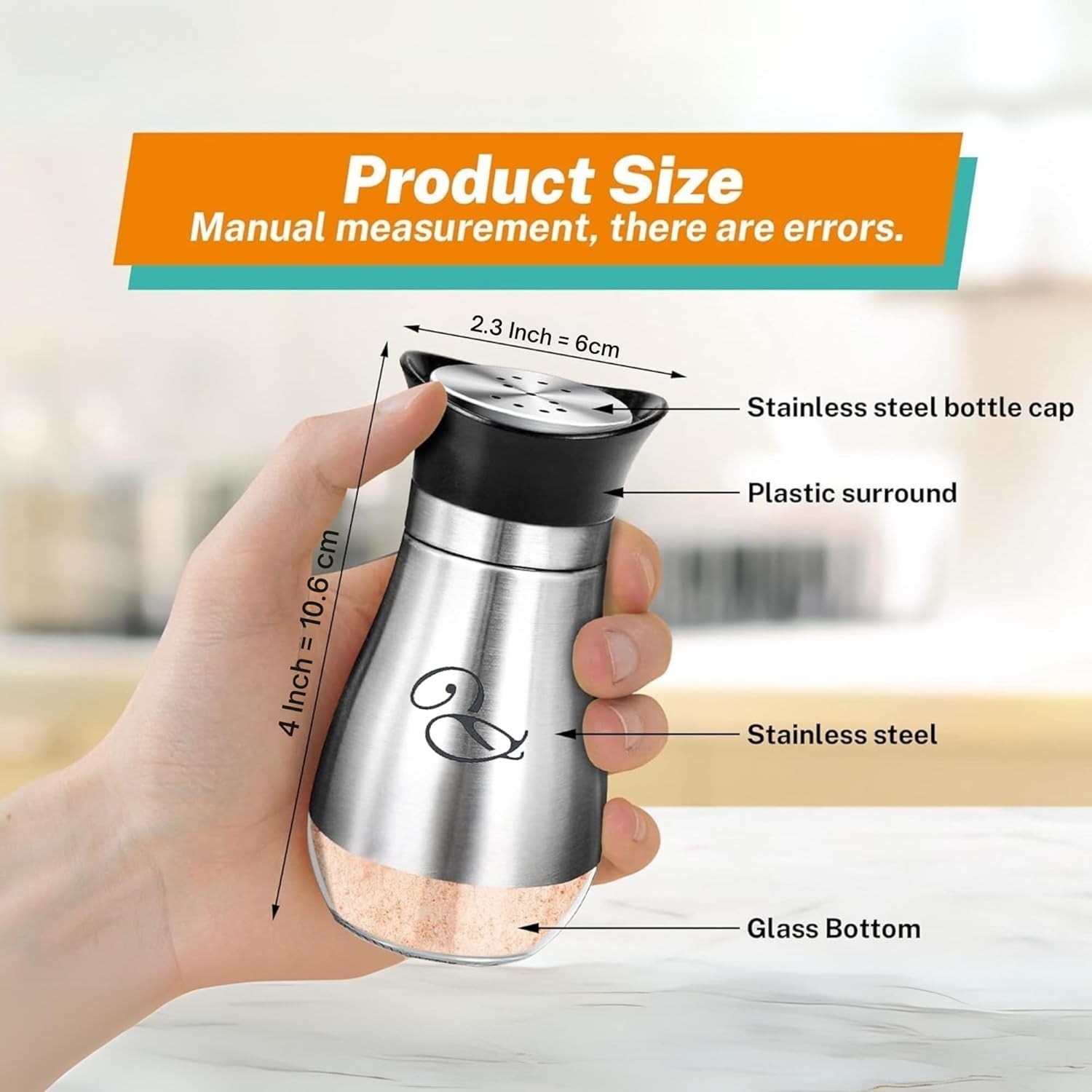 Chandler Salt and Pepper Set Stainless Steel Lid 4-ounce Glass Bottom