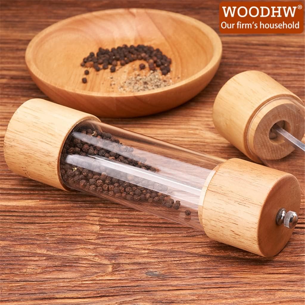 Reliable Manual Salt Pepper Mill with Adjustable Grading Wooden Shell
