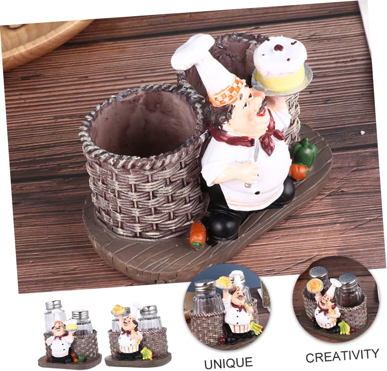 Alipis Salt and Pepper Shaker Set with Chef Statue